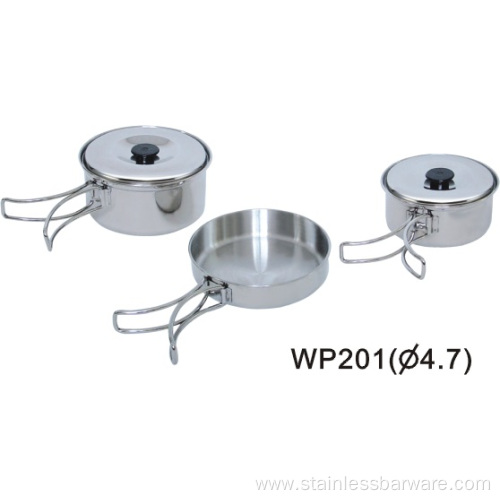 Stainless Steel Camping Cookware with Line Handle